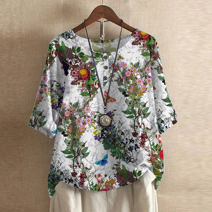 Celeste | Retro Floral Relaxed Blouse