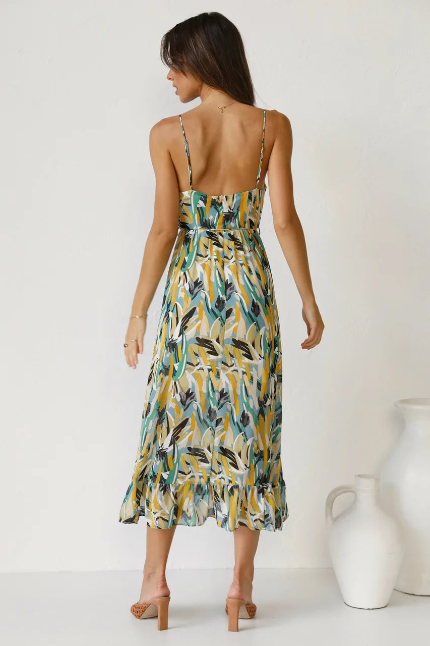 Milou | Floral V-Neck Midi Dress