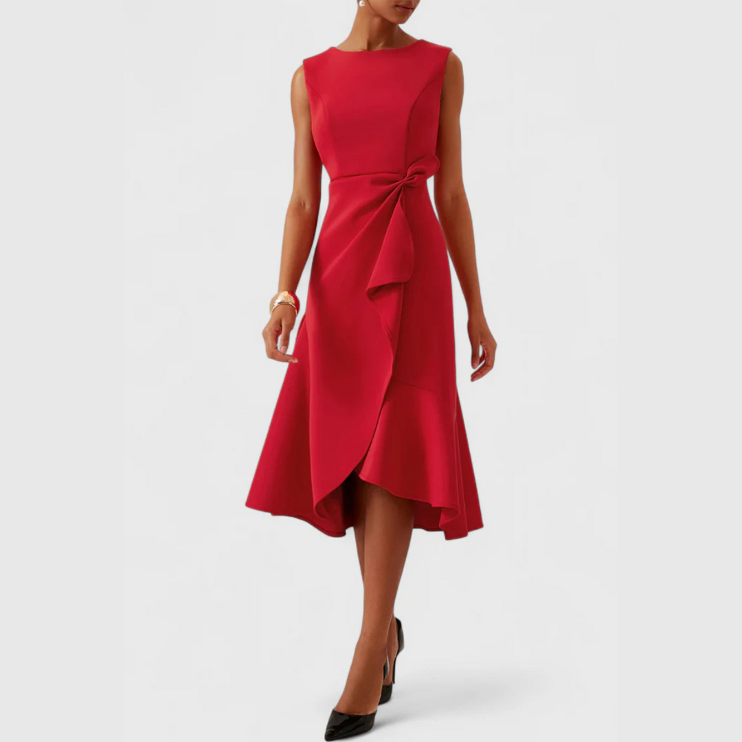 Eleanora | Draped Asymmetric Midi Dress