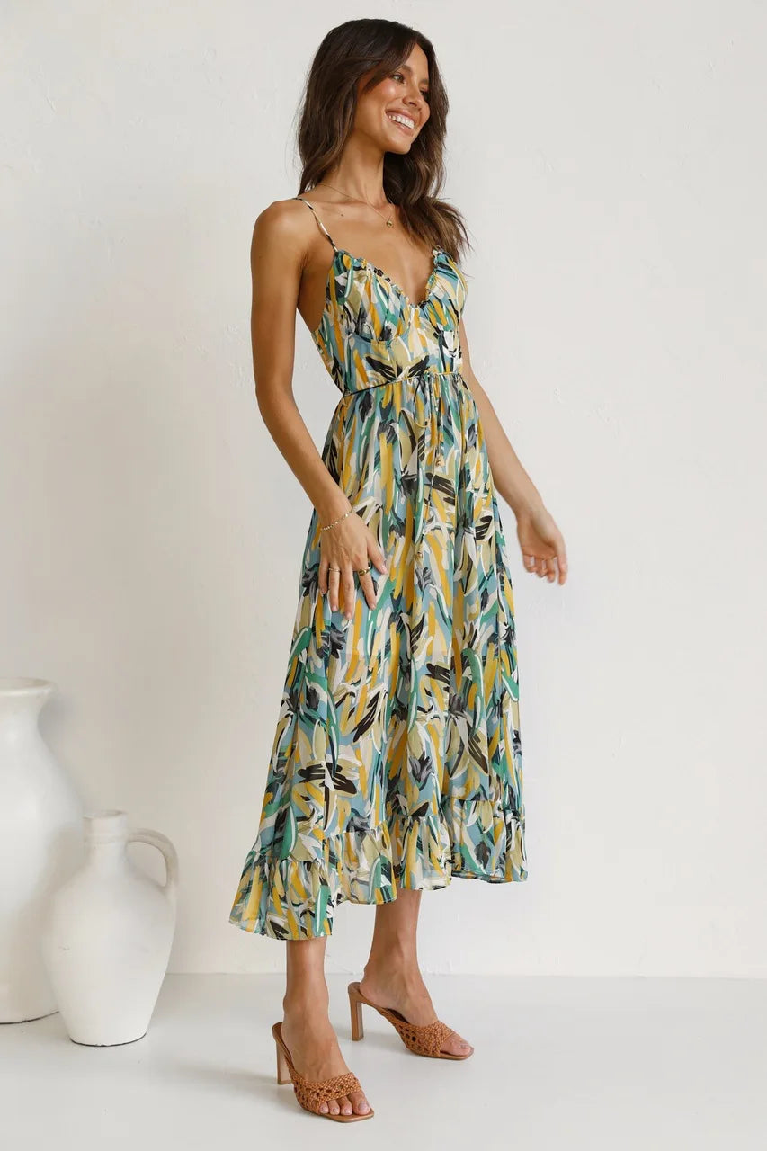 Milou | Floral V-Neck Midi Dress