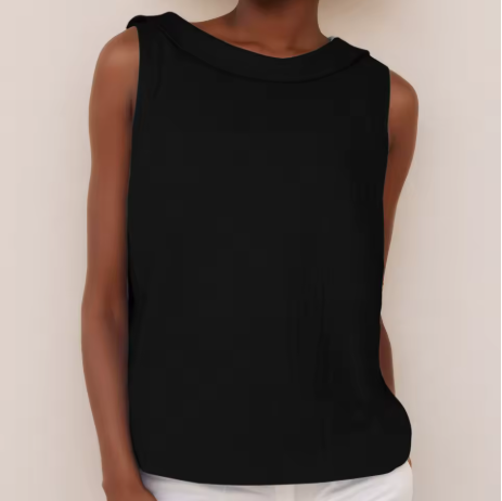 Elaine | Elegant Sleeveless Roll Collar Top