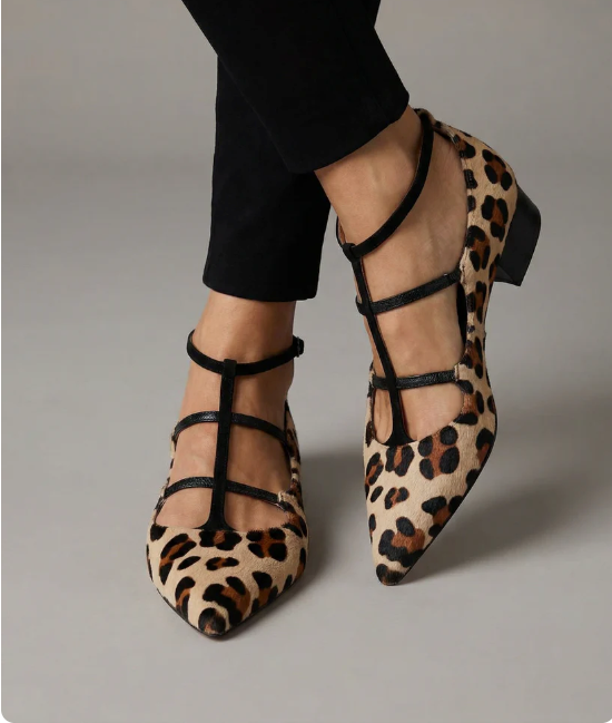 Hailey | Leopard Strap Ballet Heels