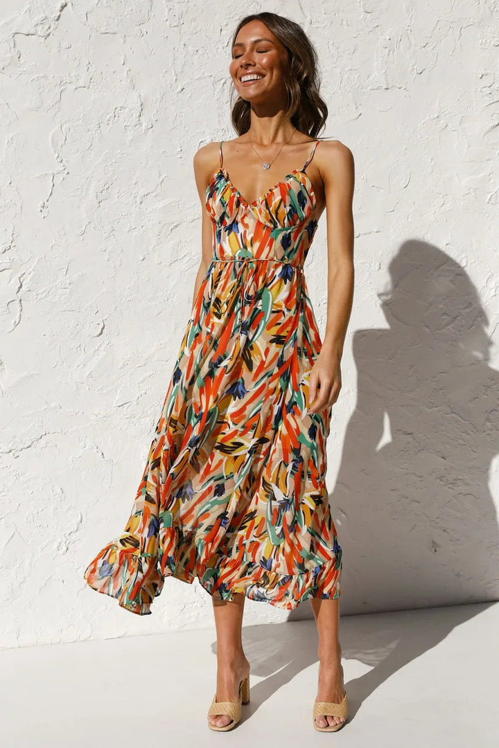 Milou | Floral V-Neck Midi Dress