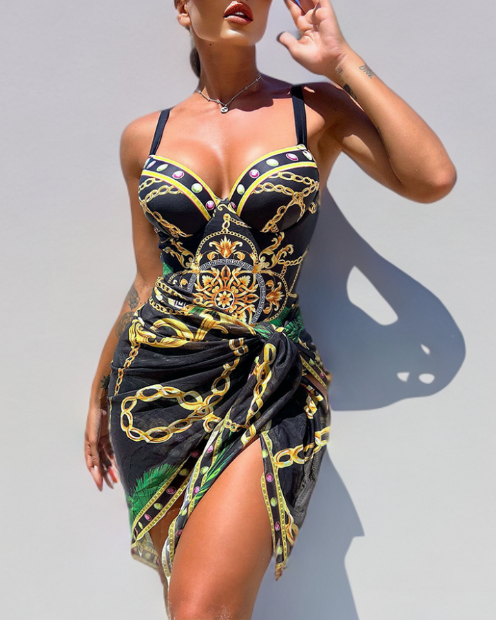 Eloise | One-Piece Push-Up Swimsuit with Beach Skirt