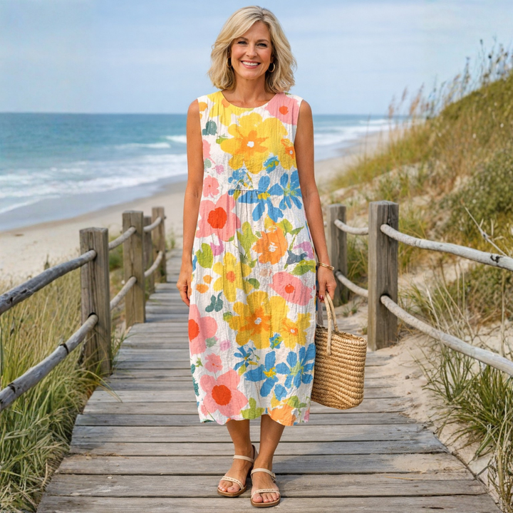 Maja | Pastel Floral Midi Dress