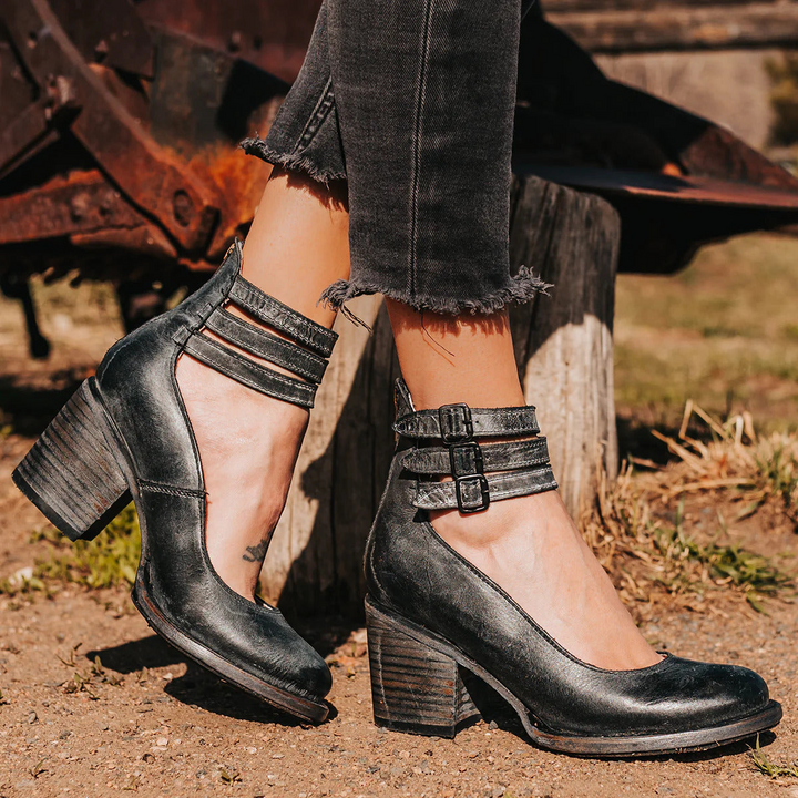 Elspeth | Strappy Block Heel Ankle Boots