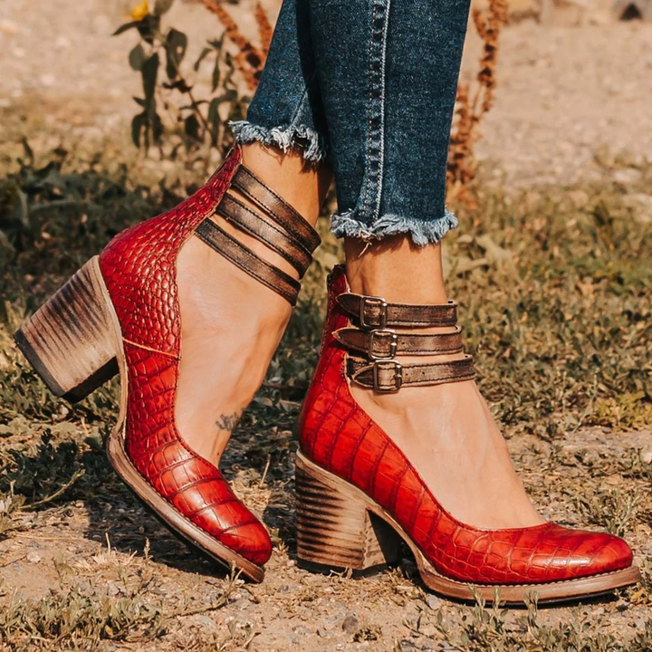 Elspeth | Strappy Block Heel Ankle Boots