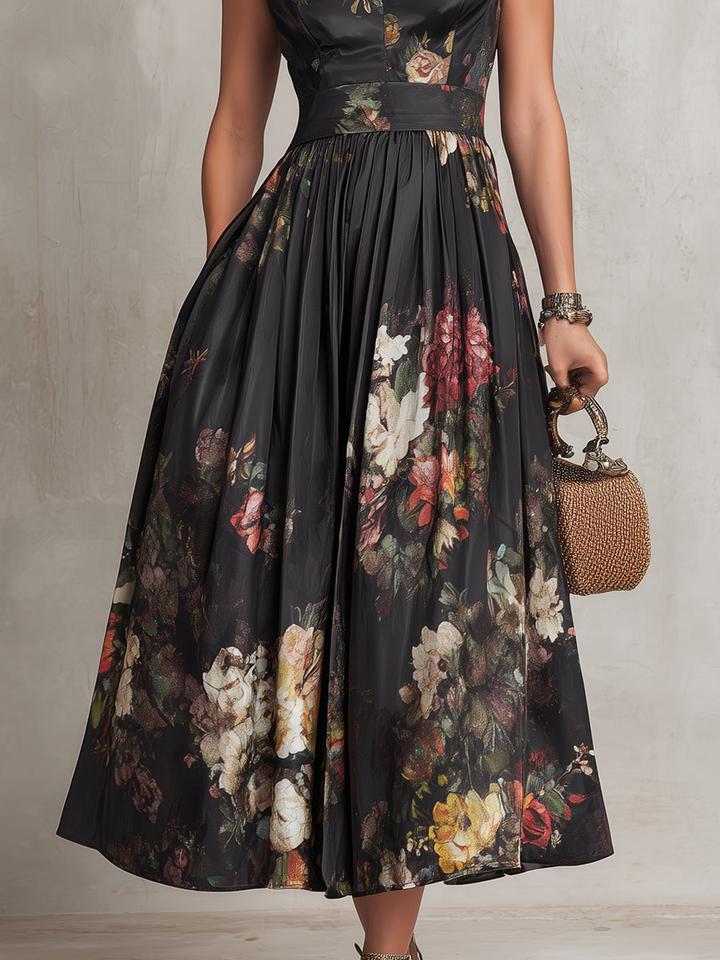 Beverly | Floral A-Line Midi Wedding Guest Dress