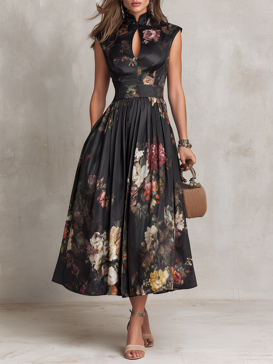 Beverly | Floral A-Line Midi Wedding Guest Dress