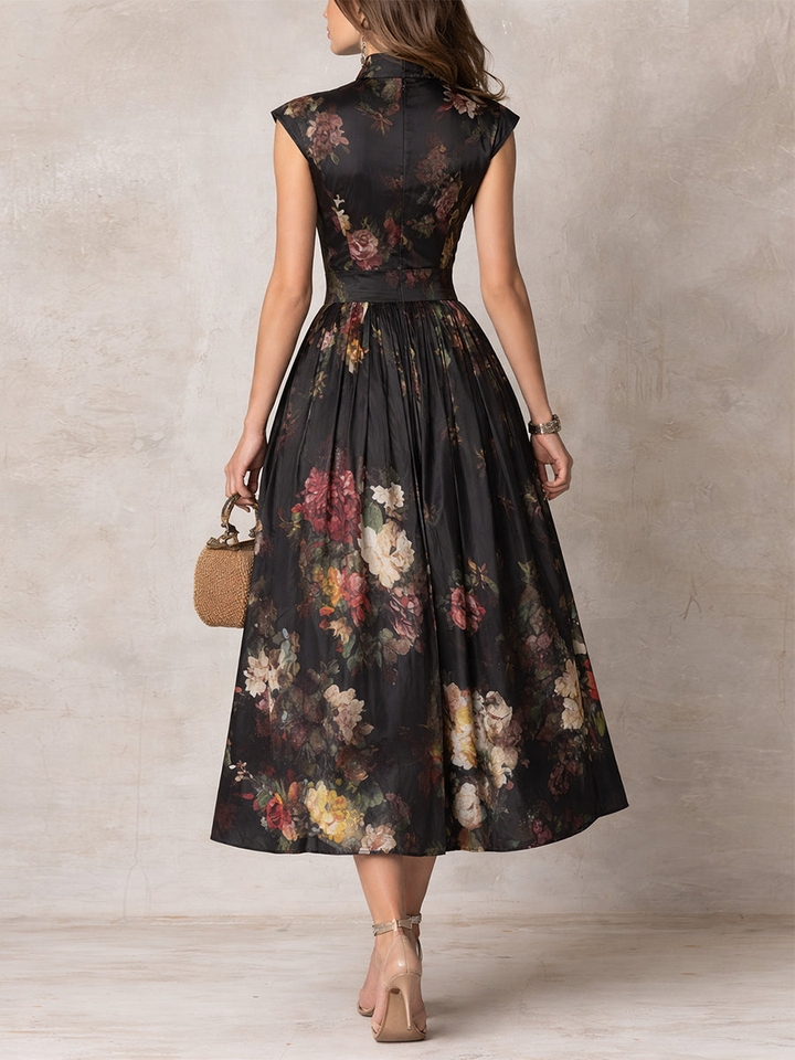 Beverly | Floral A-Line Midi Wedding Guest Dress