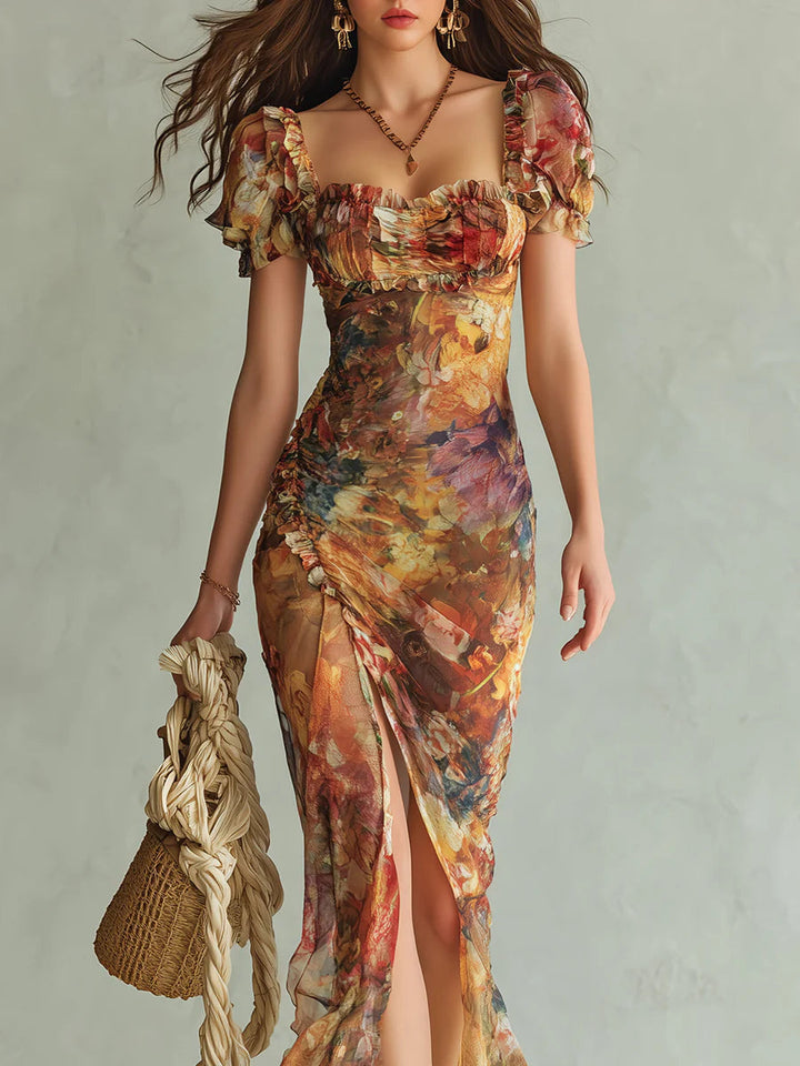 Olivia | Sunset Brushstroke Maxi Dress