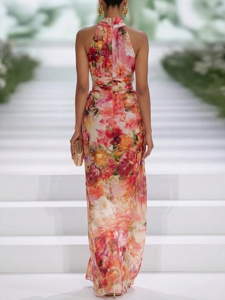 Cosima | Floral Halter Neck Maxi Dress