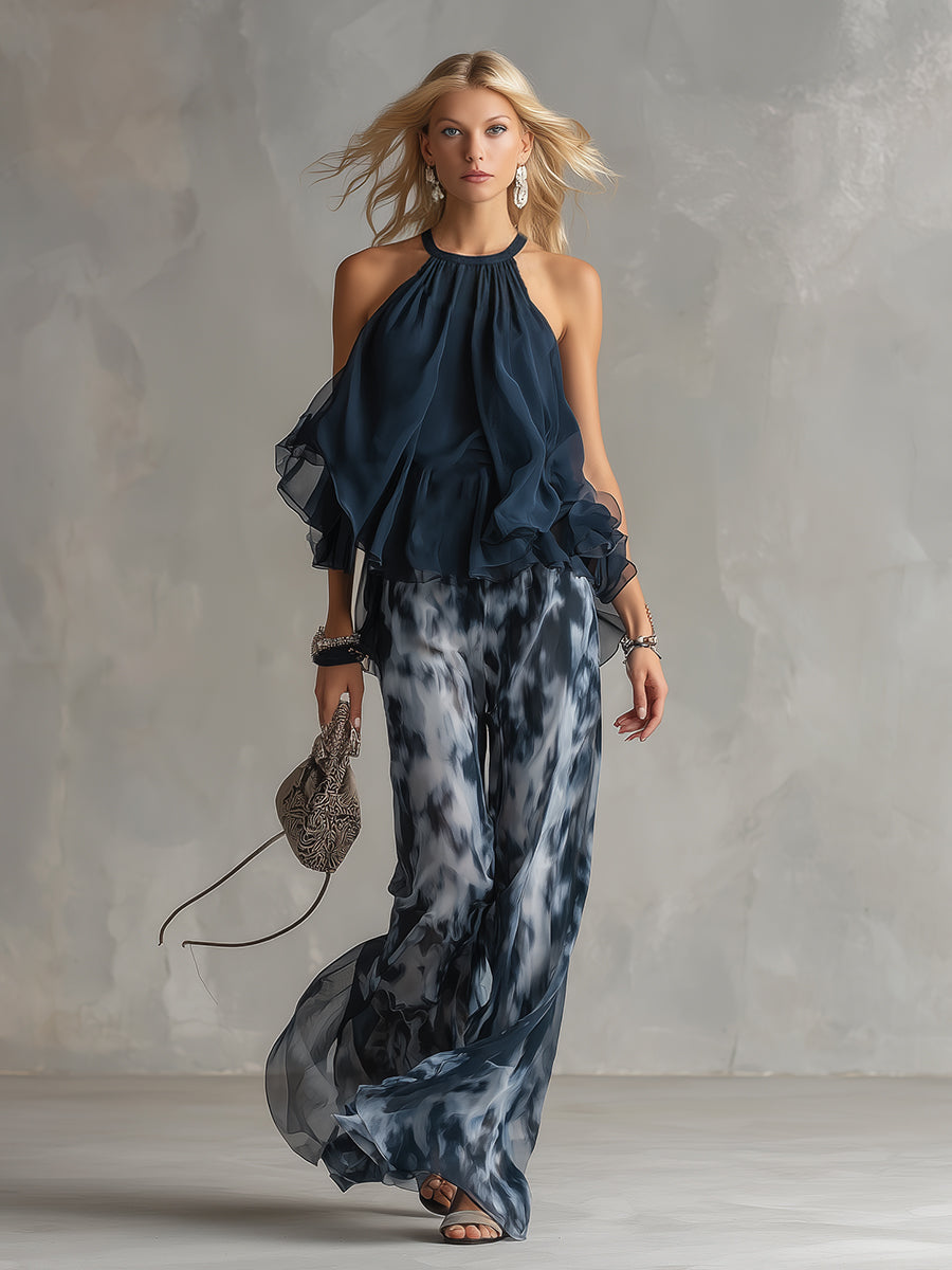 Olivia | High-Neck Top & Wide-Leg Pants