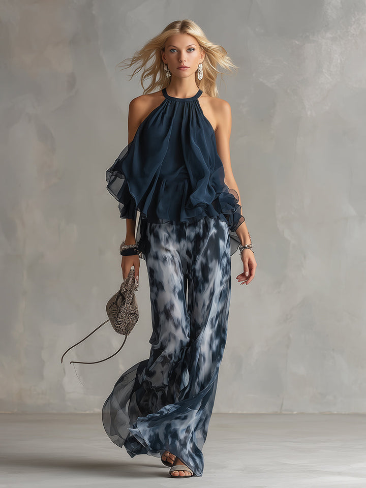 Olivia | High-Neck Top & Wide-Leg Pants