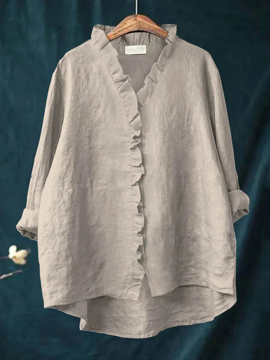 Dominique | Ruffled V-Neck Relaxed Blouse
