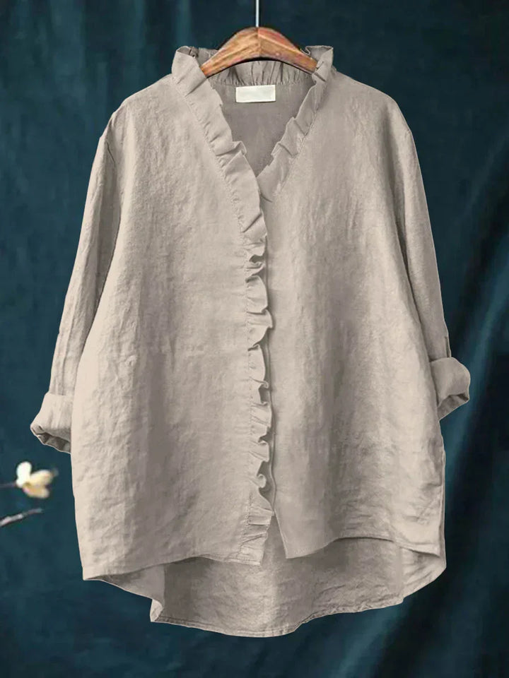 Dominique | Ruffled V-Neck Relaxed Blouse