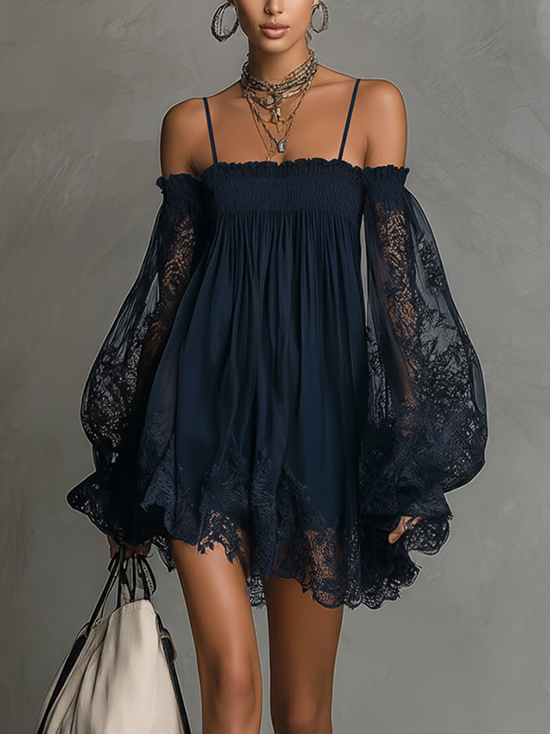 Grace | Navy Off-Shoulder Mini Dress