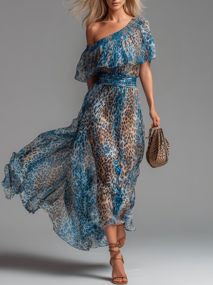 Lisa | Off-Shoulder Long Leopard Dress