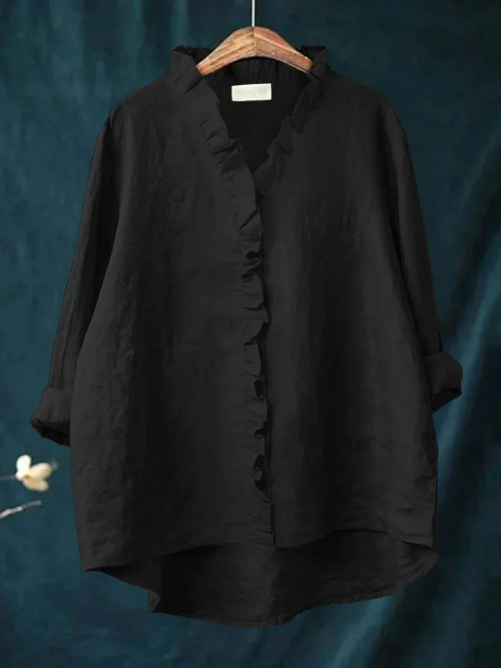 Dominique | Ruffled V-Neck Relaxed Blouse