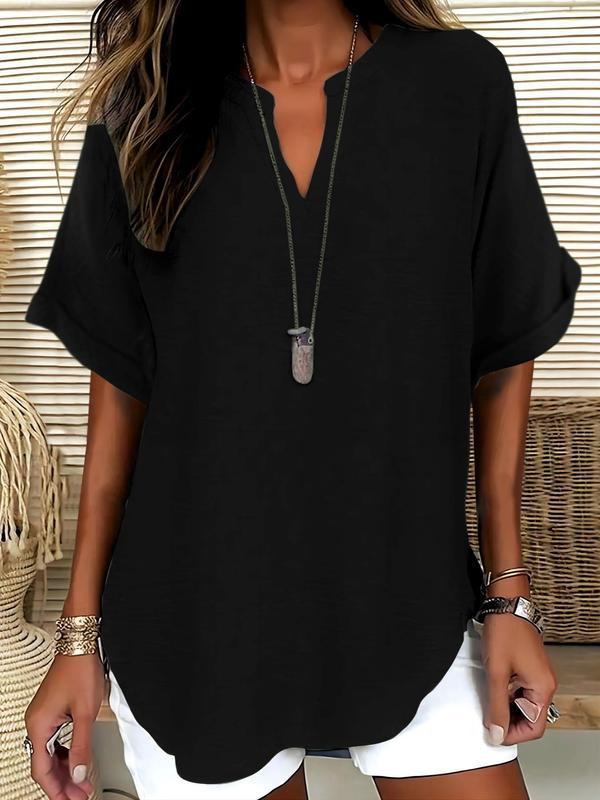 Juliet | Soft-Touch Notched-Neck Blouse