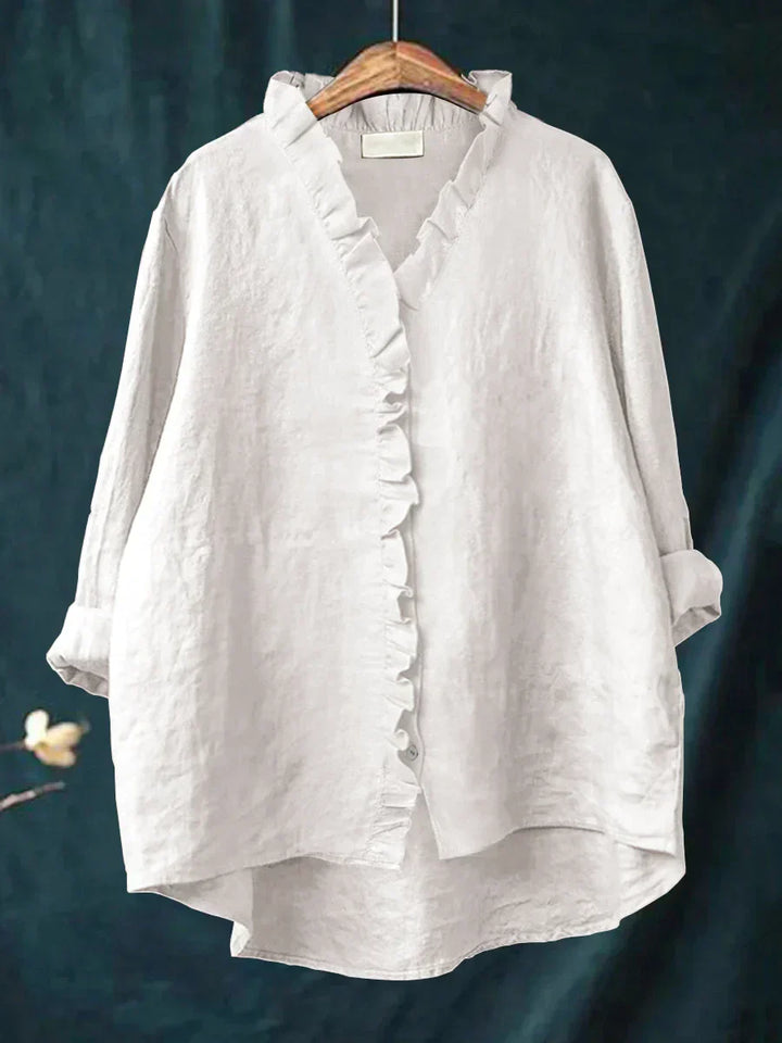 Dominique | Ruffled V-Neck Relaxed Blouse