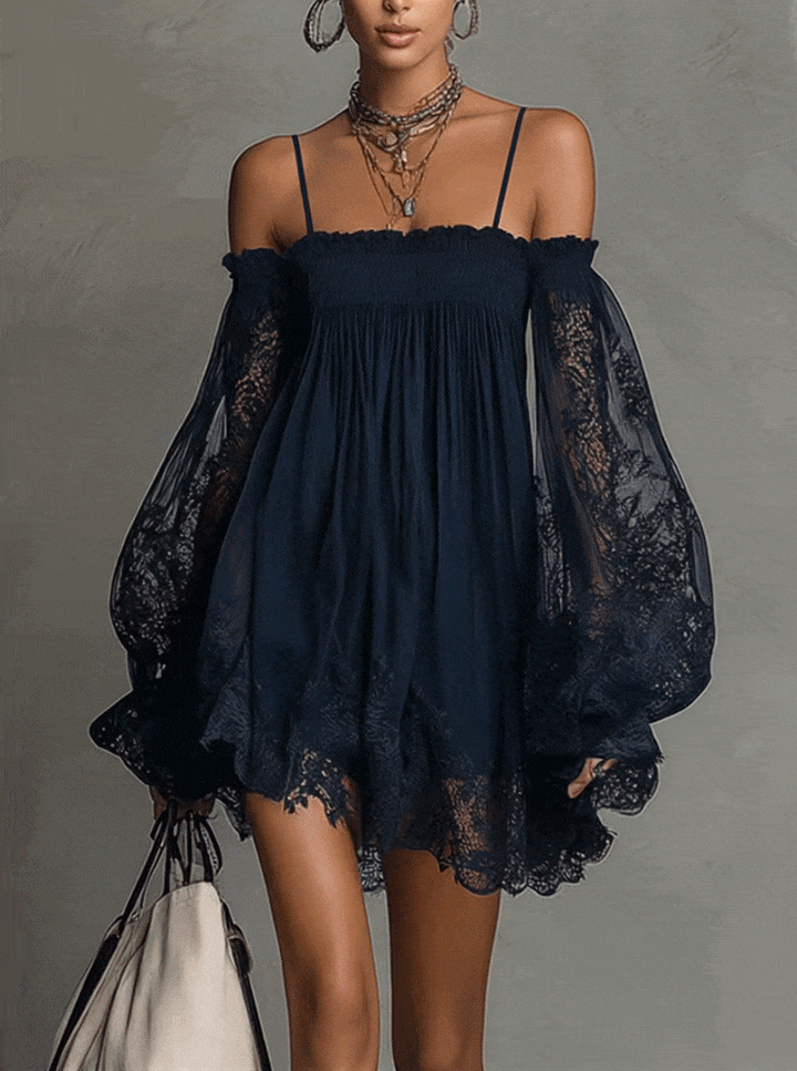 Grace | Navy Off-Shoulder Mini Dress