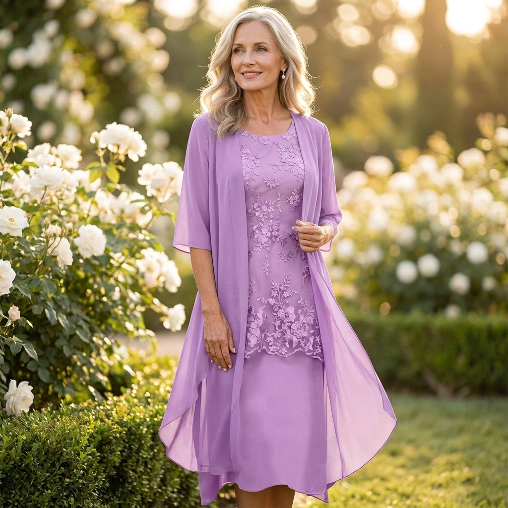 Diane | Floral Lace Midi Dress & Cardigan Set
