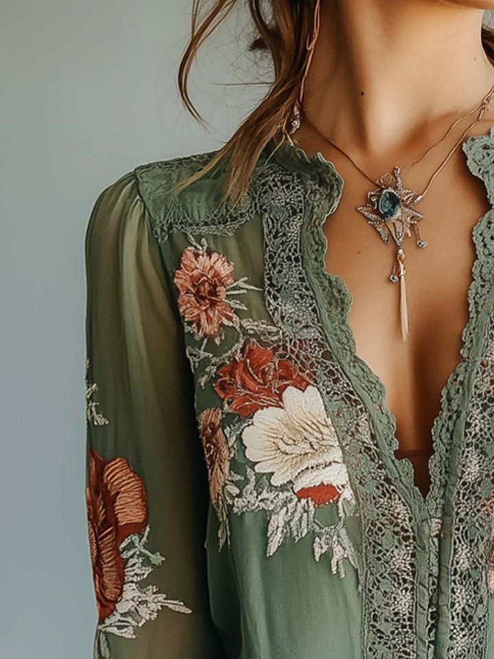 Clarissa | Bohemian Floral Lace Blouse