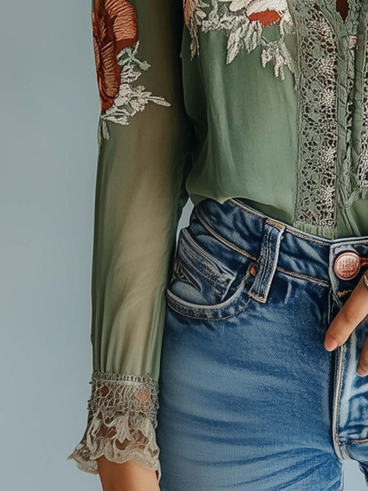 Clarissa | Bohemian Floral Lace Blouse