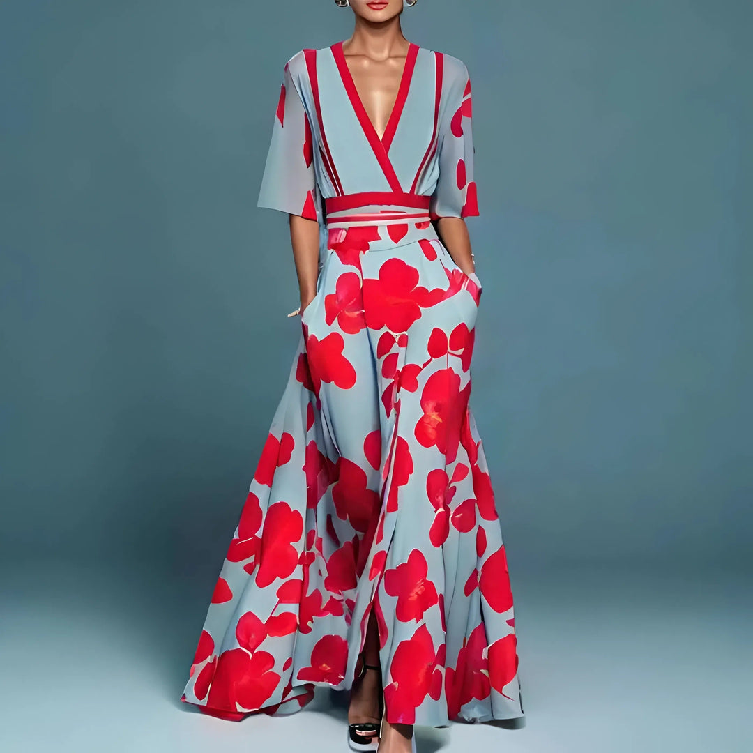 Fyna | Deep V-Neck Evening Gown