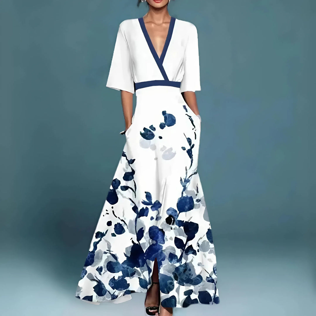 Fyna | Deep V-Neck Evening Gown