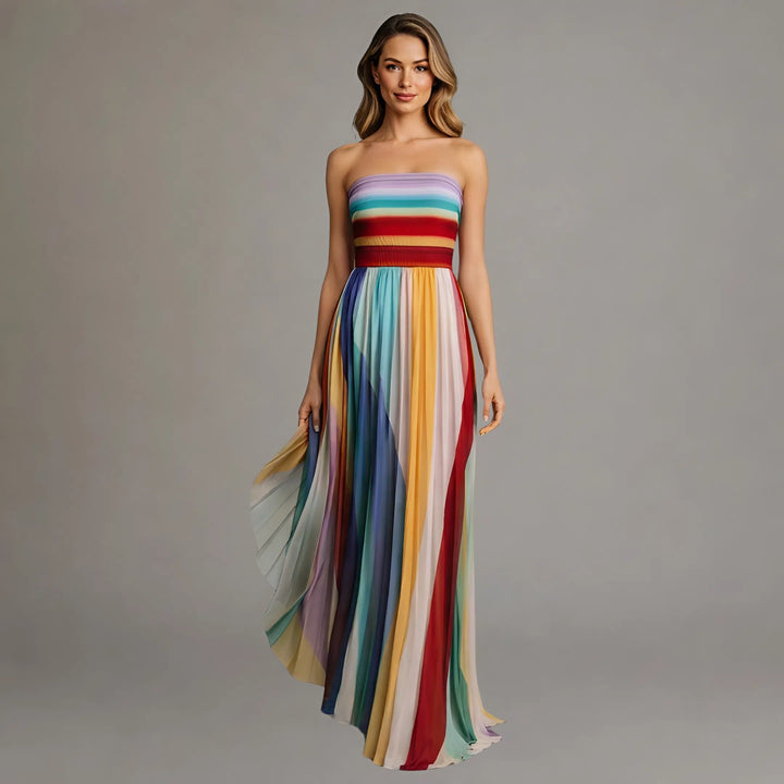 Valentina | Elegant Rainbow Maxi Dress