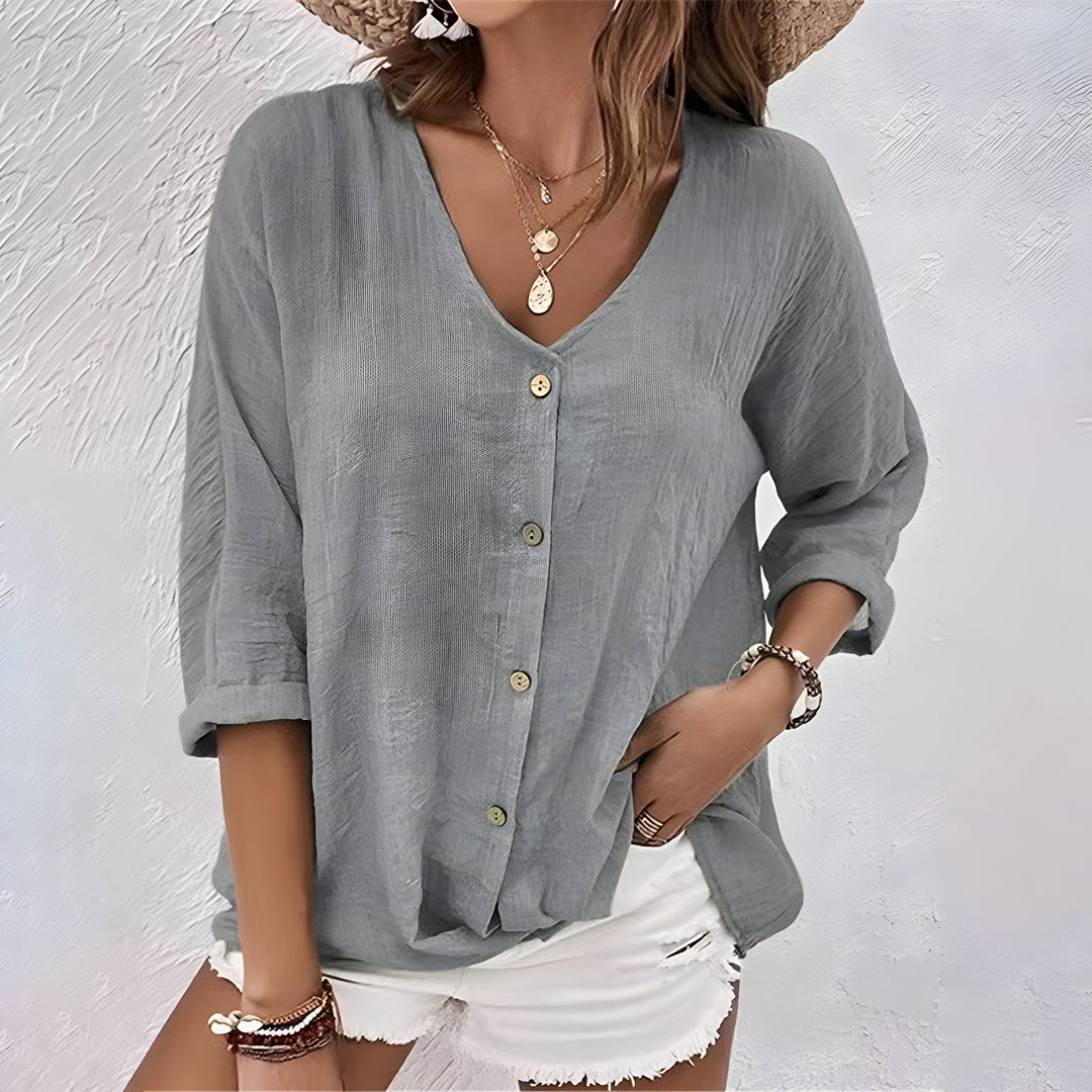 Elise | Lightweight Relaxed Button-Up Blouse
